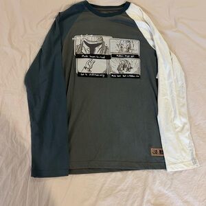 Star Wars Comic Panel Long Sleeve Tee - Dark Gray and White
